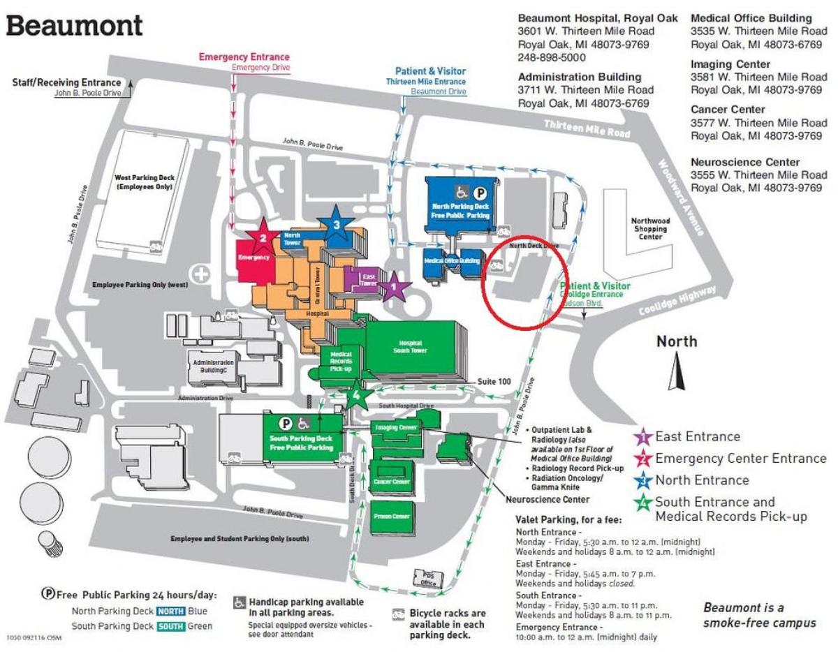 карта больницы Бомонт