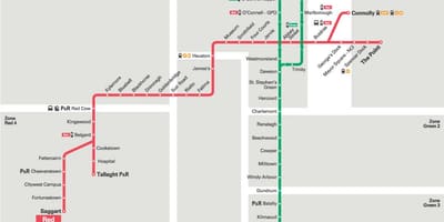 Карта зеленой линии Луас